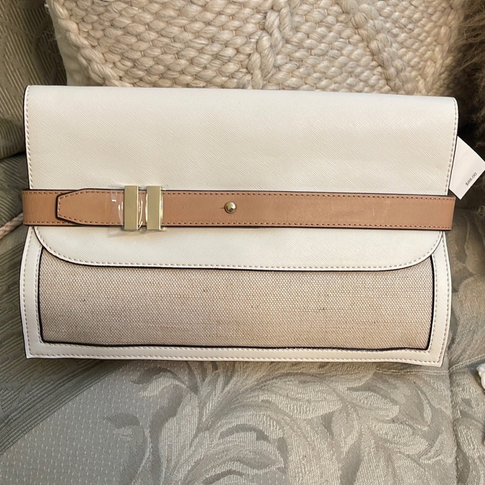 Metallic Canvas Clutch Ann Taylor with tags